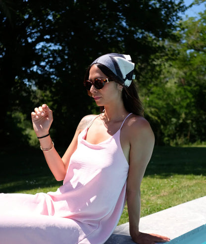 fichus pour les cheveux de mmahangs en jacquard indigo
