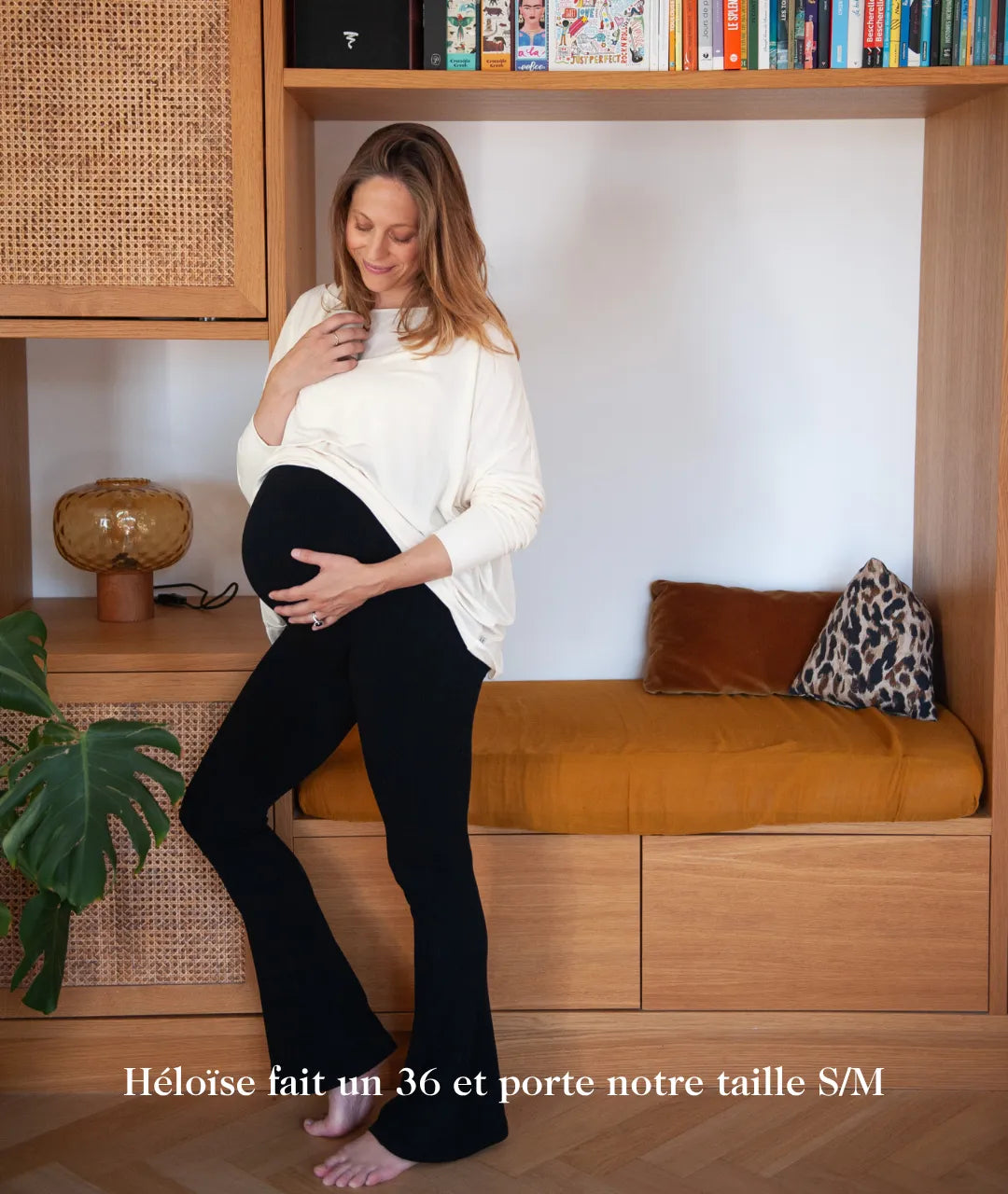 pantalon de maternité opaque super confort et extensible en micromodal de couleur noire 