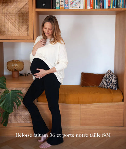 pantalon de maternité opaque super confort et extensible en micromodal de couleur noire 